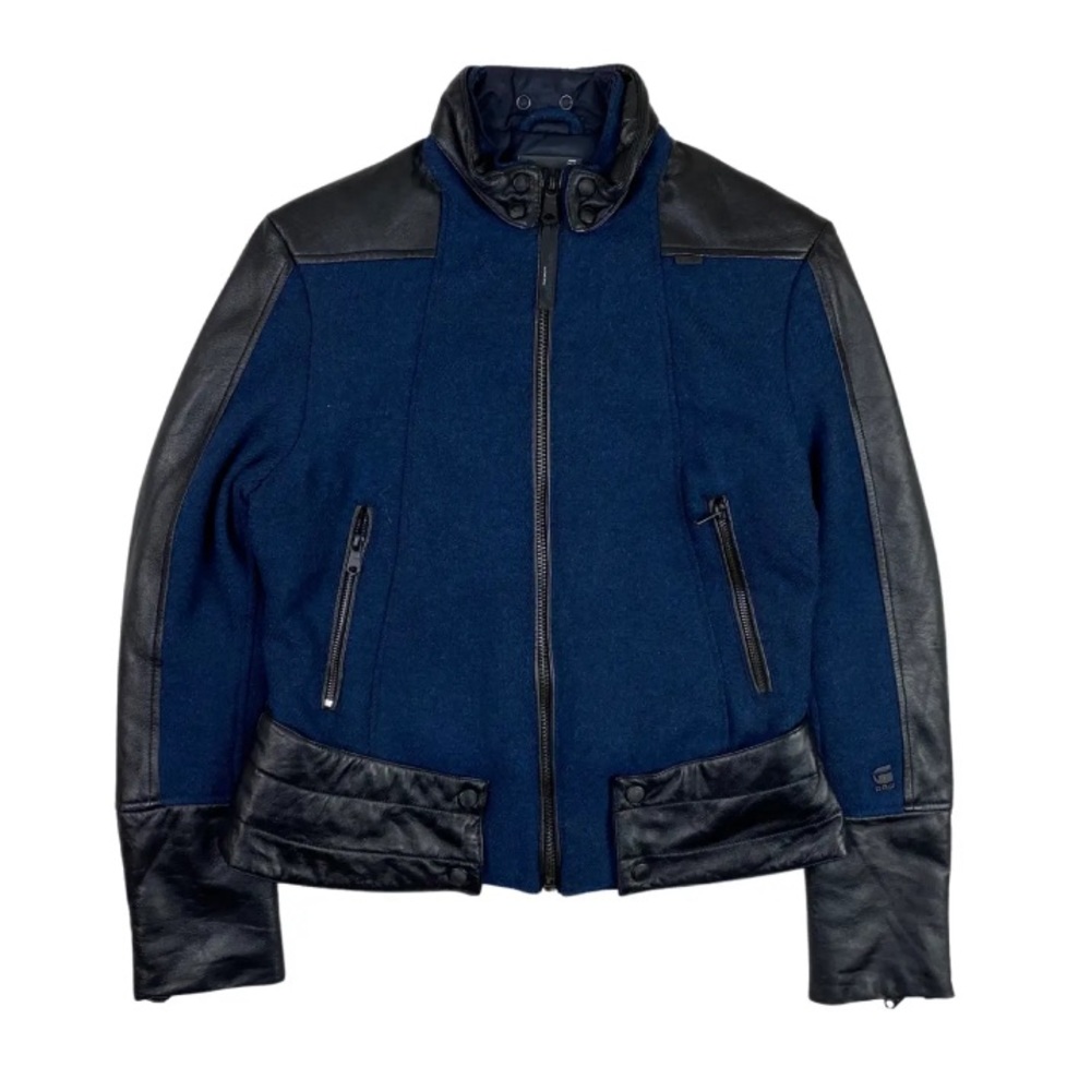 NWT G-Star RAW all weather Wool blend/Leather women’s Jacket Filled Line blue M